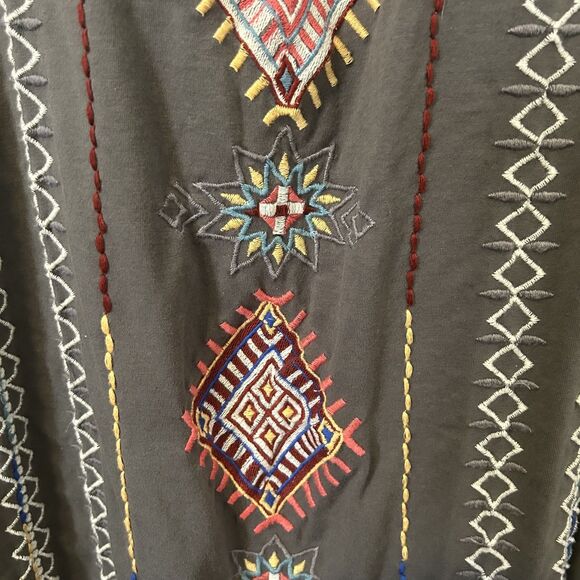 Embroidered Maxi Skirt - Black with Multicolor Accents - Picture 4 of 13